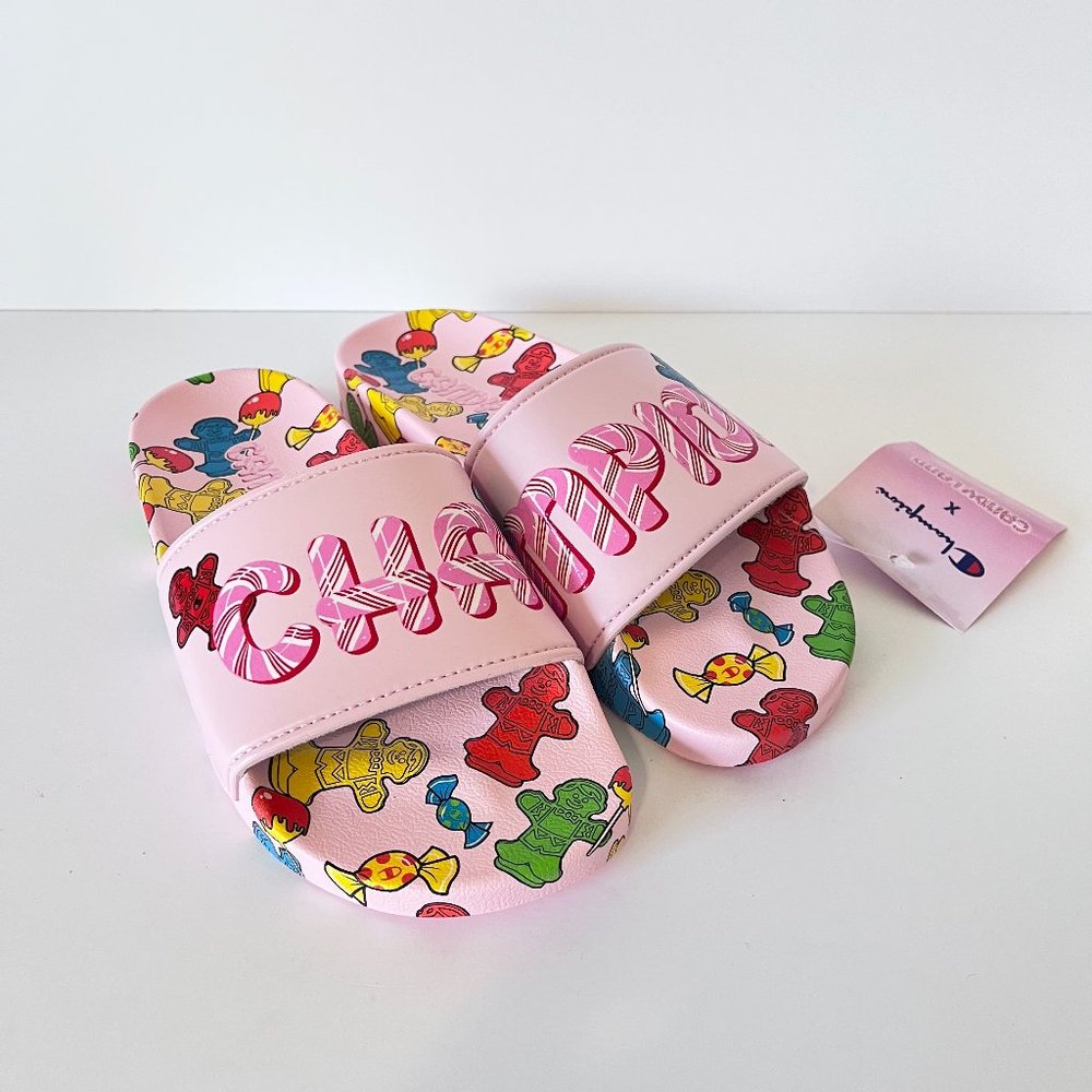NWT Champion x Candy Land Slide Sandals Size 7 Women's Pink